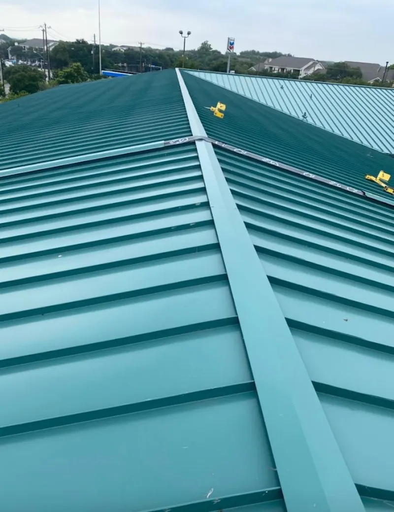 Green commercial metal roof ridge and valley for Metal Roof Repair in Frankenmuth
